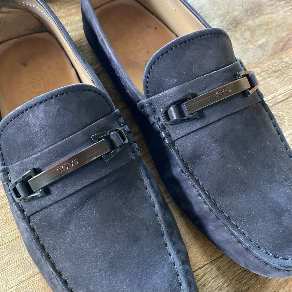 TOD’S - Navy Suede Driver Loafers + Box - Picture 5 of 16